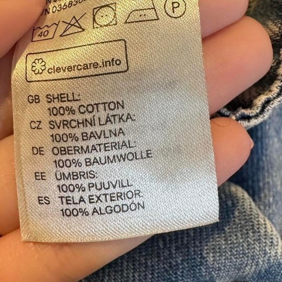 H&M Denim Overall Mini Dress Size 4 100% Cotton - Picture 4 of 7